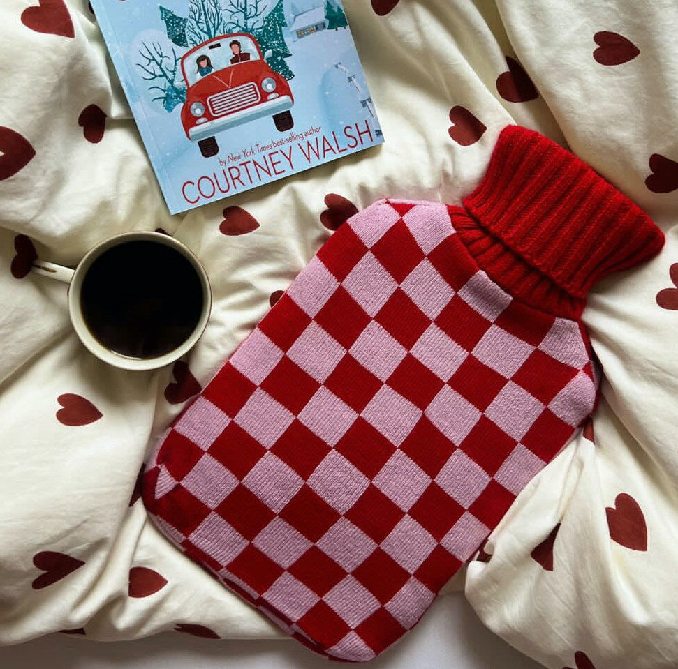 Blush Hot Water Bottle with Hand Knitted Cover