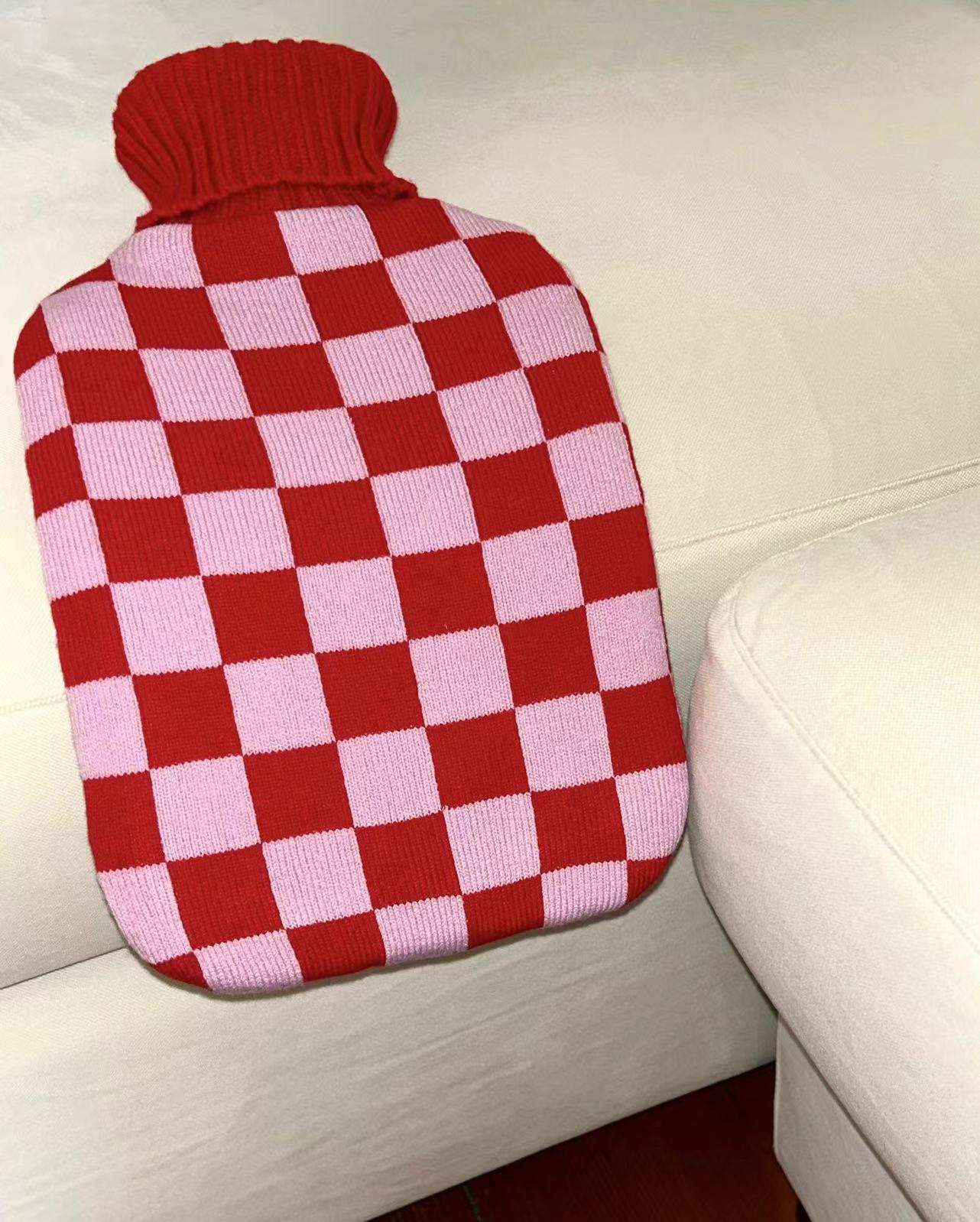 Blush Hot Water Bottle with Hand Knitted Cover