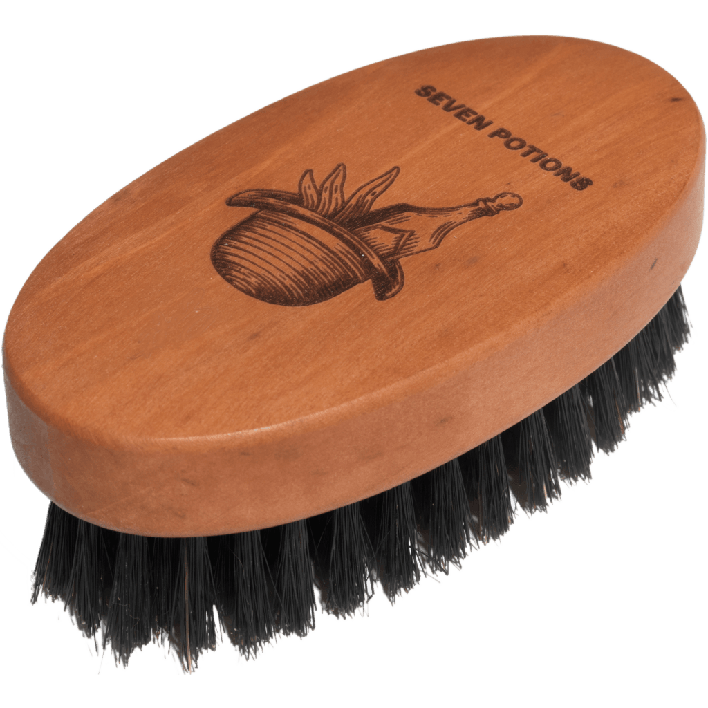 Oval Pear Wood Beard Brush with Natural Bristles