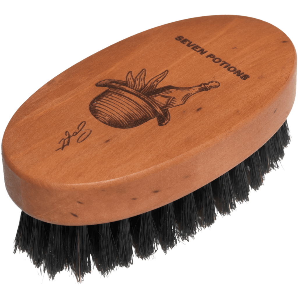 Oval Pear Wood Beard Brush with Natural Bristles