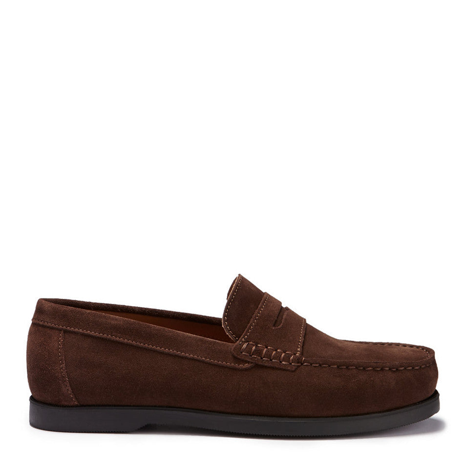 Brown Suede Boat Loafers