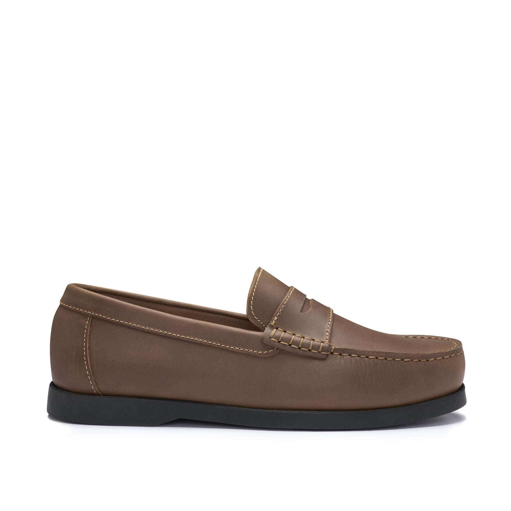 Light Brown Leather Boat Loafers