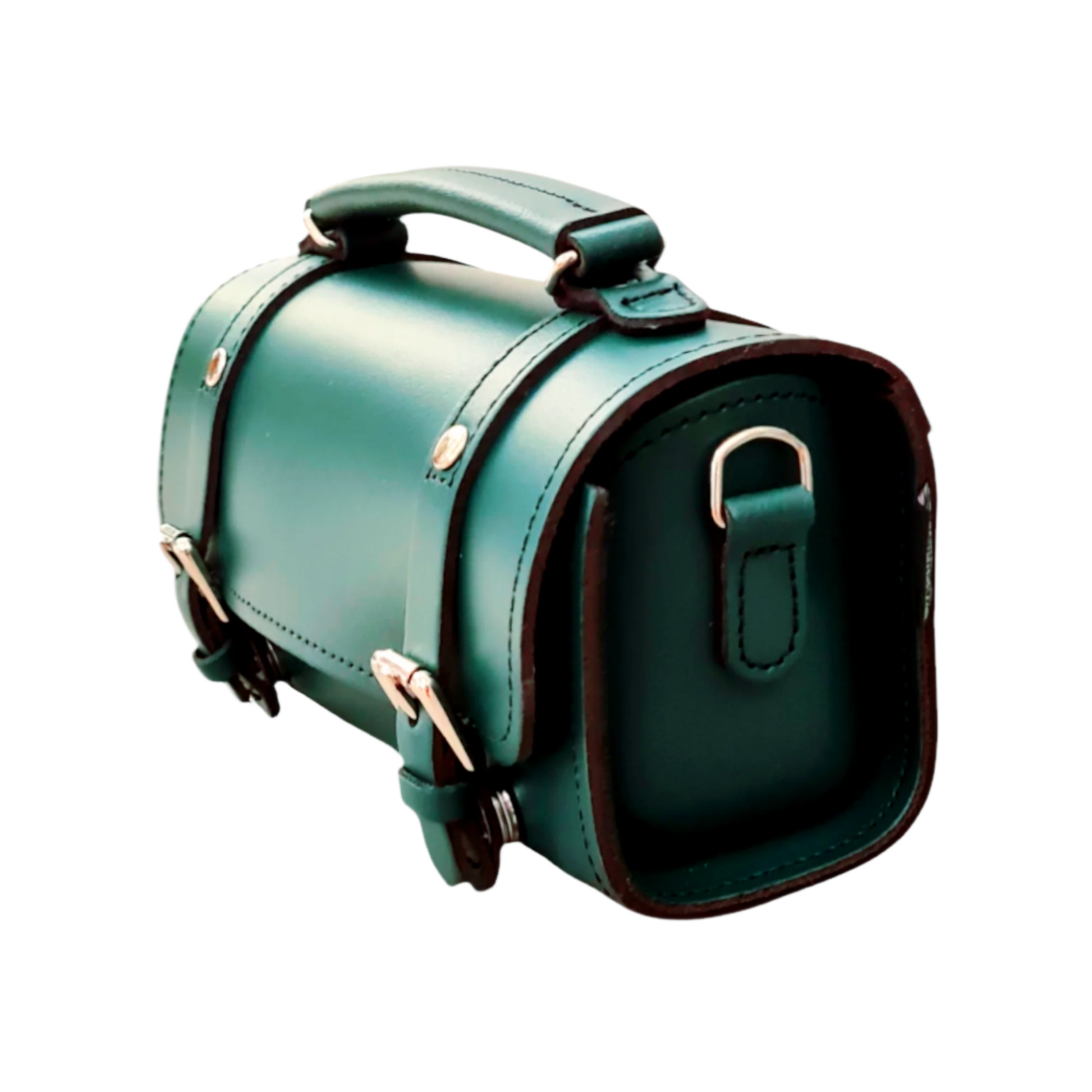 Handmade Leather Bowler Bag in Teal
