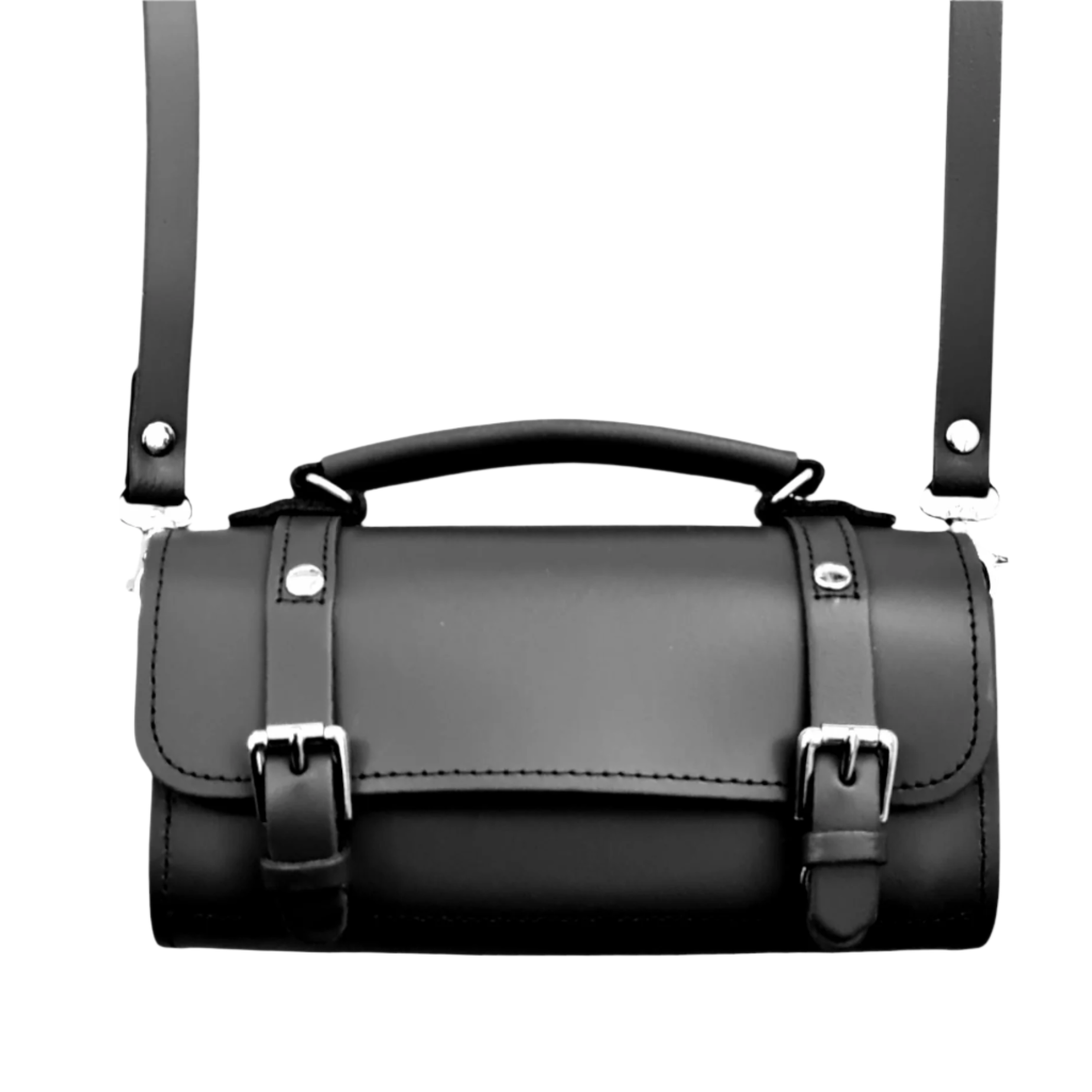 Handmade Leather Bowler Bag in Black