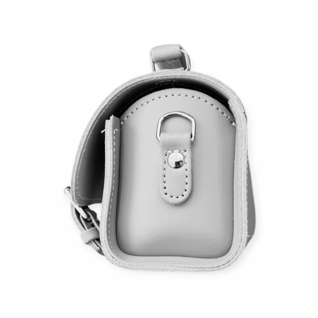 Handmade Leather Bowler Bag in Ghost Grey