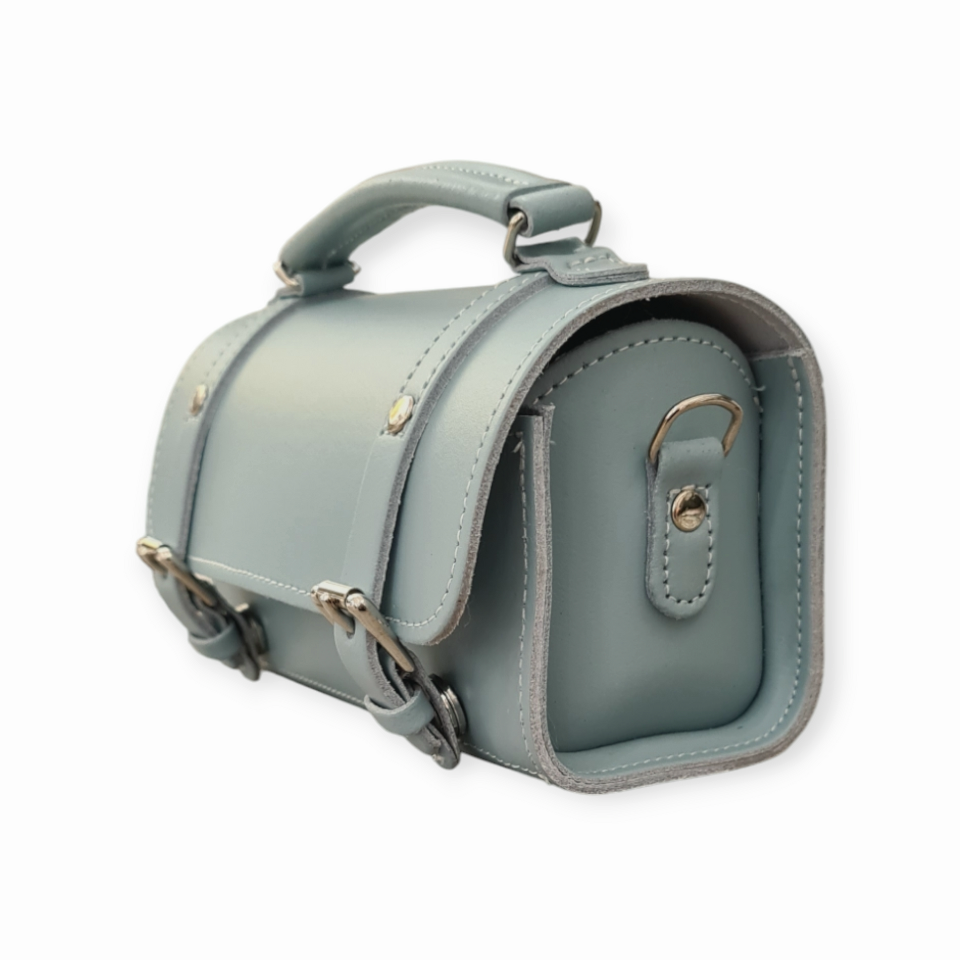Handmade Leather Bowler Bag in Sea Green