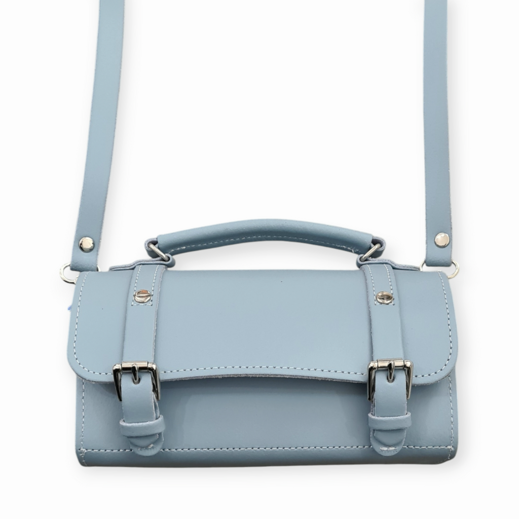 Handmade Leather Bowler Bag in Sea Green