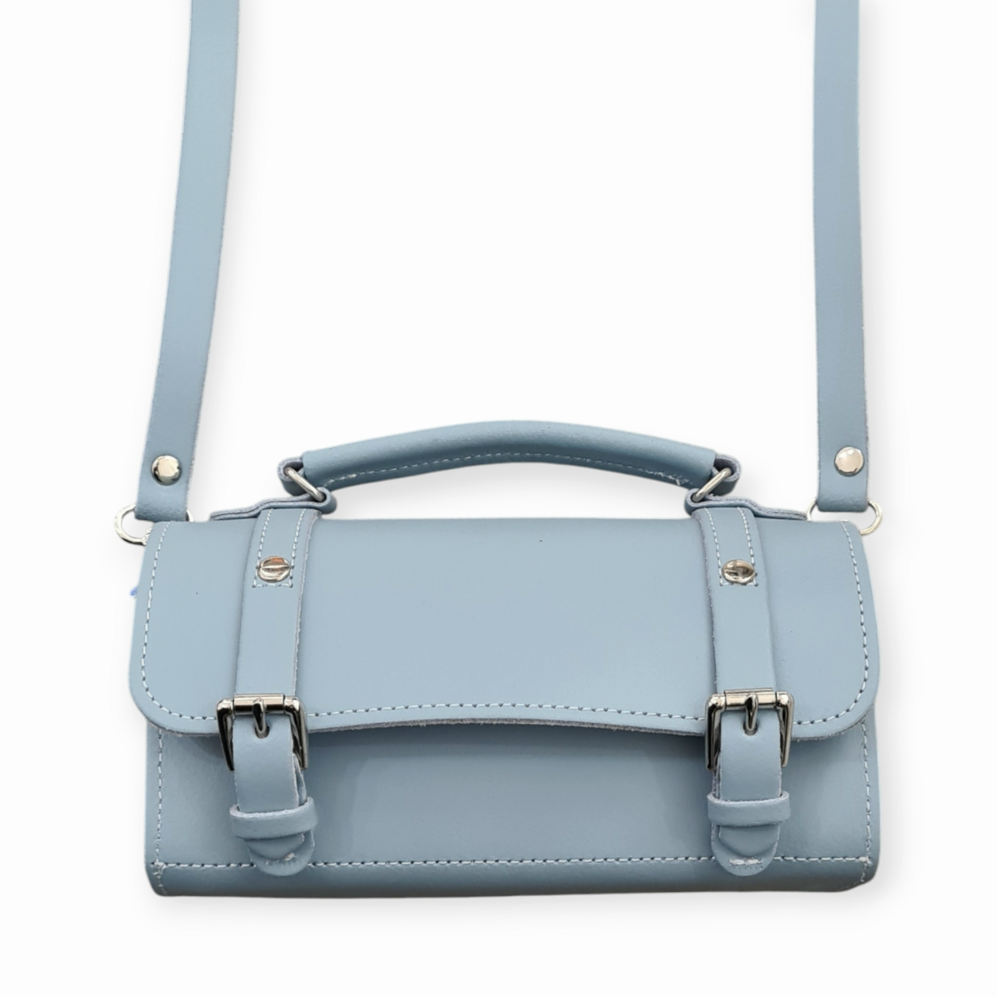 Handmade Leather Bowler Bag in Sea Green