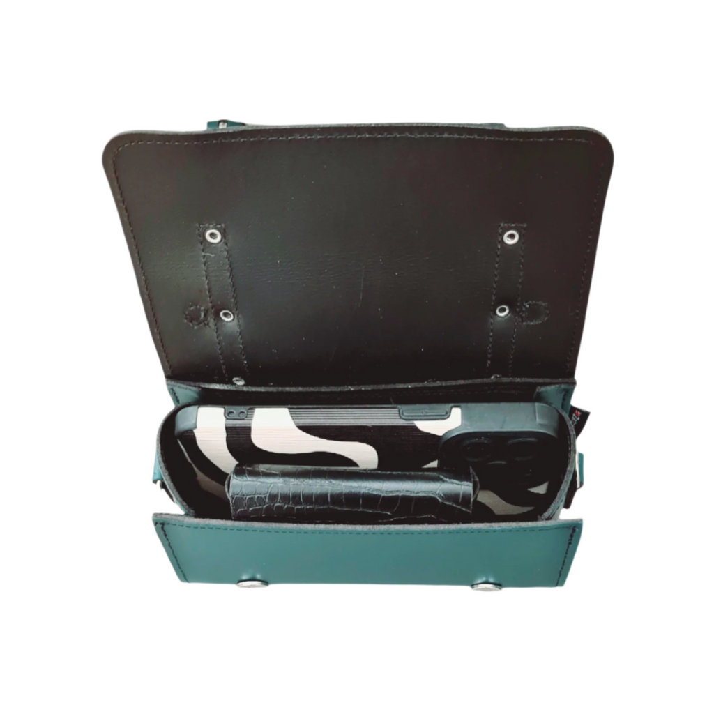 Handmade Leather Bowler Bag in Teal