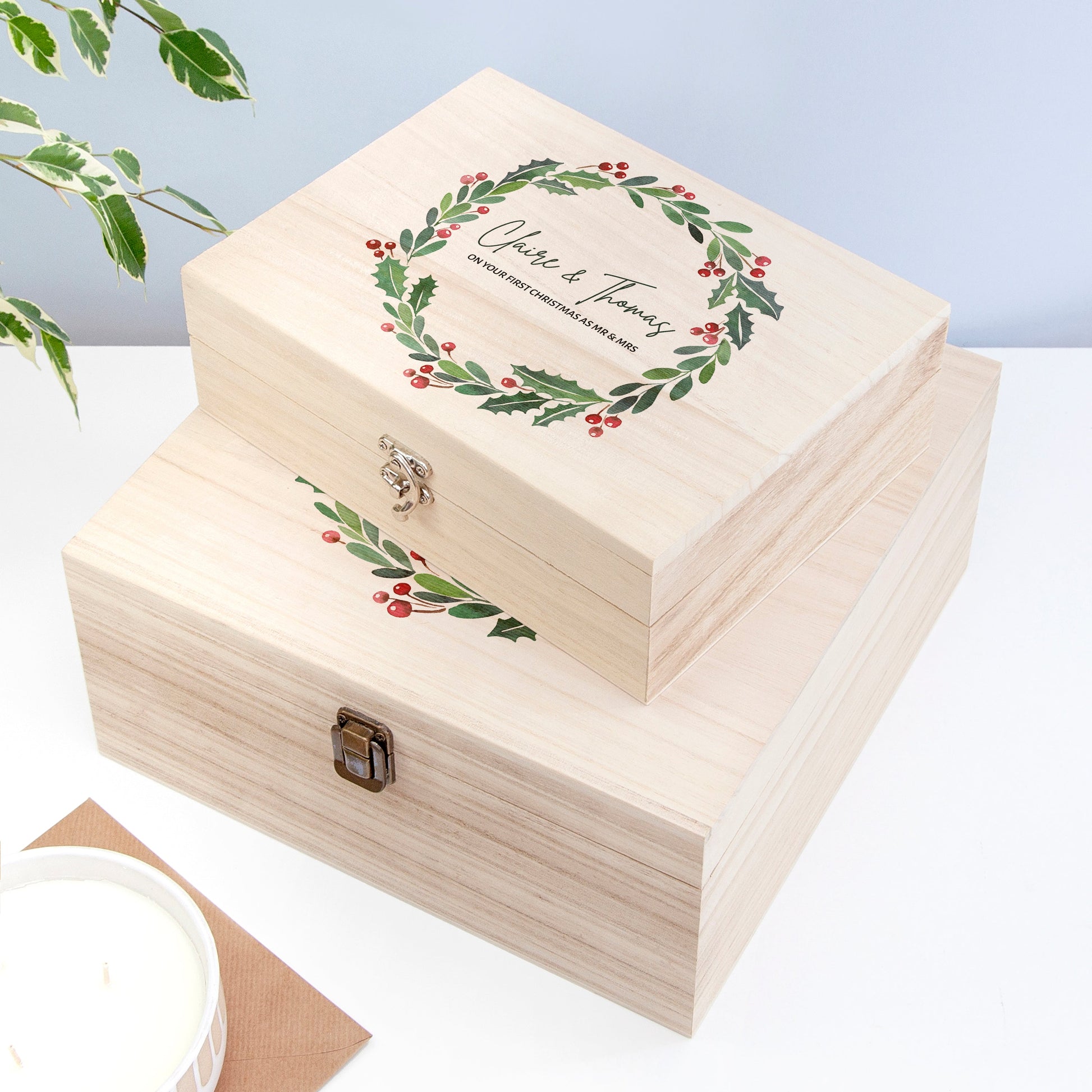 Personalised Couple's Wreath Christmas Eve Box