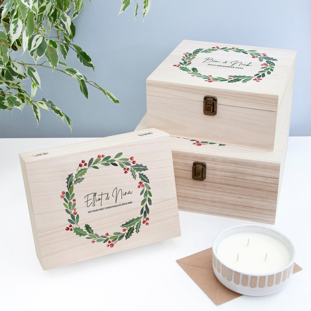Personalised Couple's Wreath Christmas Eve Box