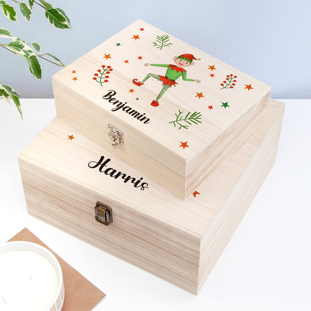 Personalised Boy Elf Christmas Eve Box