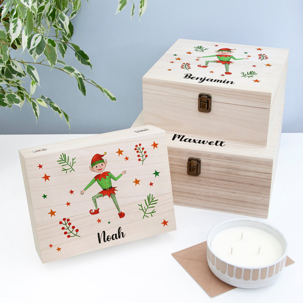 Personalised Boy Elf Christmas Eve Box