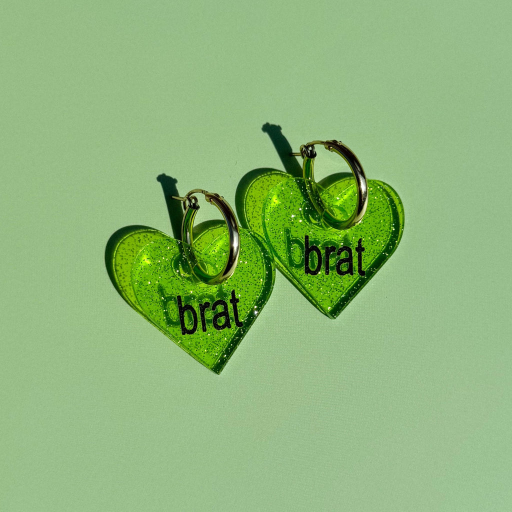 brat Heart Hoop Earrings