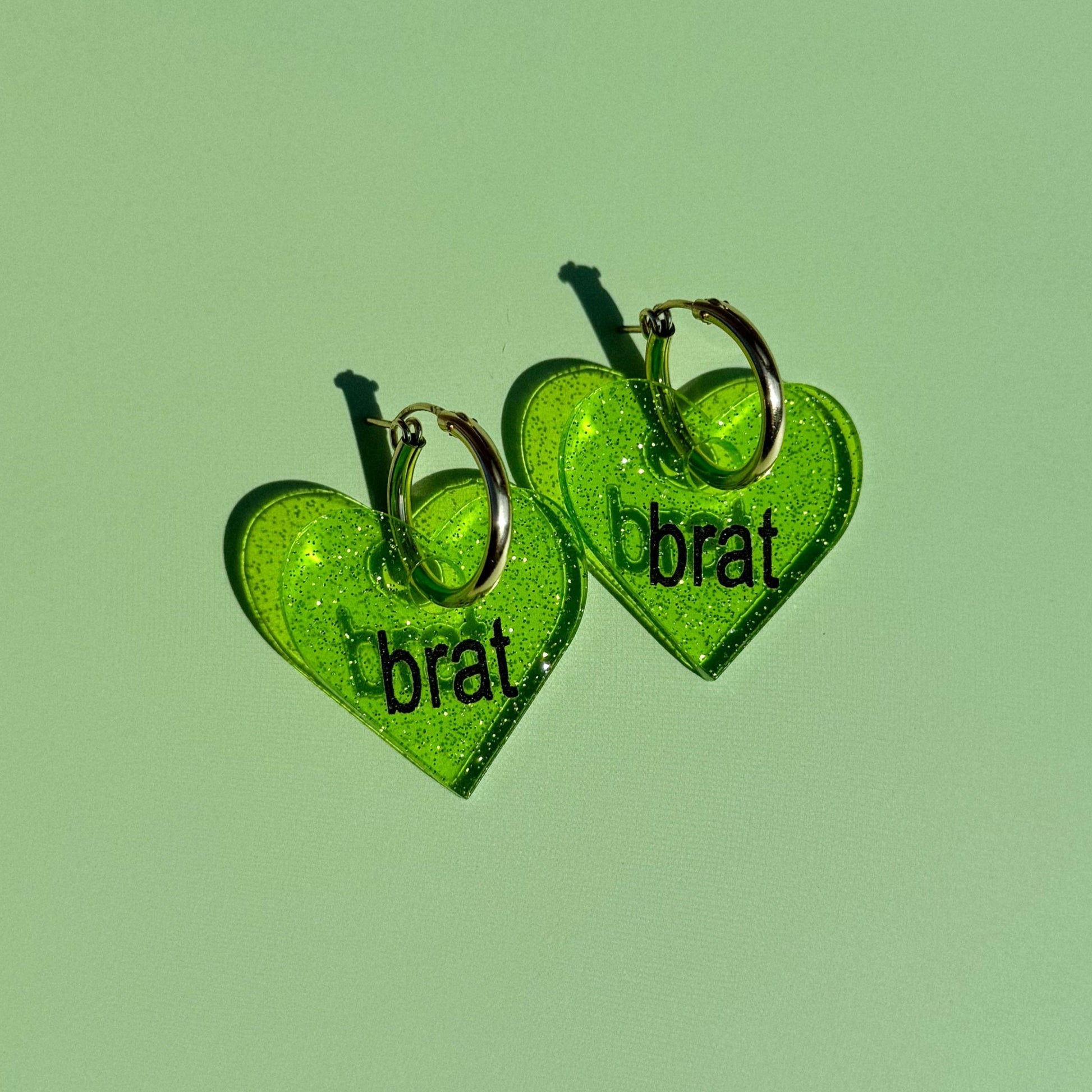 brat Heart Hoop Earrings
