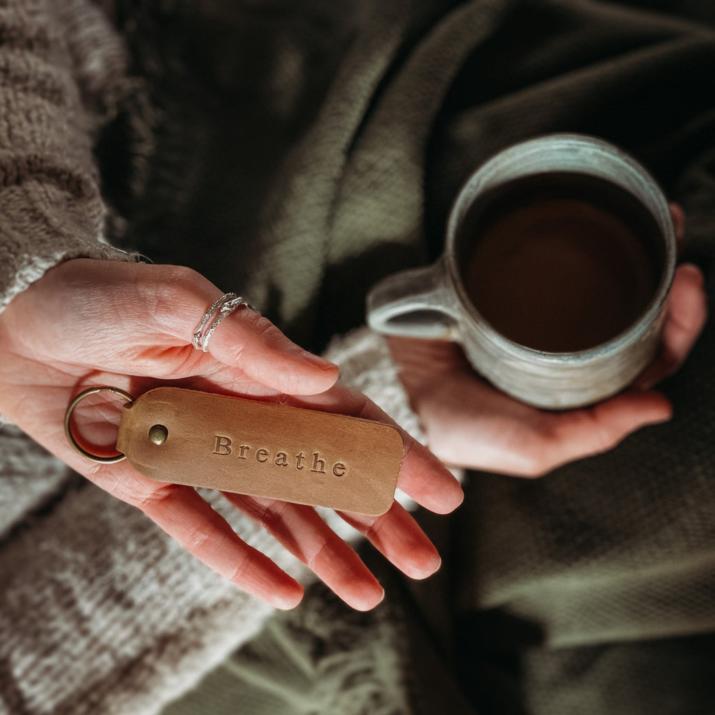 Encouraging Keyring with Handcrafted Leather