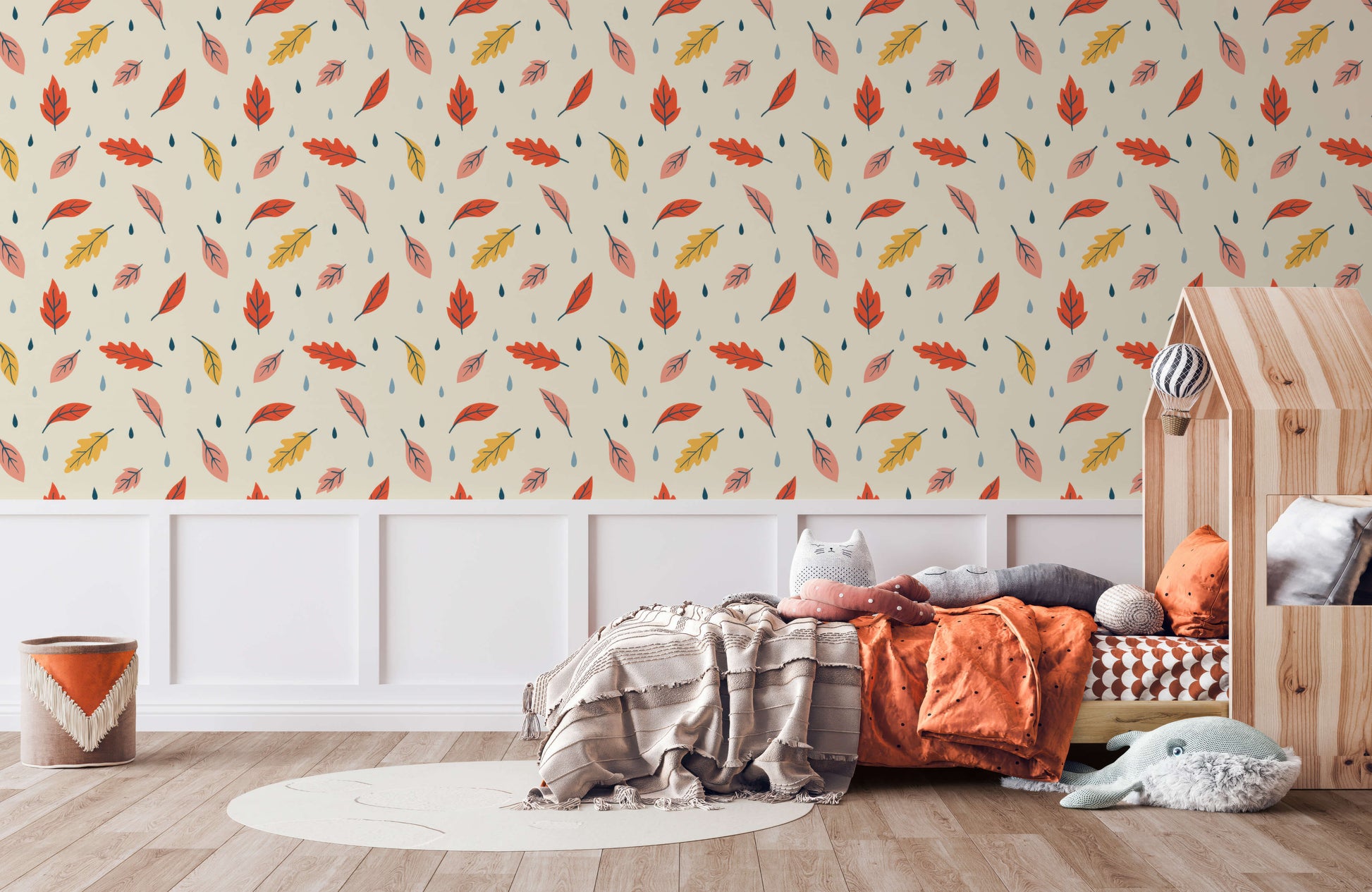 Breeze Illustrated Leaf Pattern Wallpaper for Kids