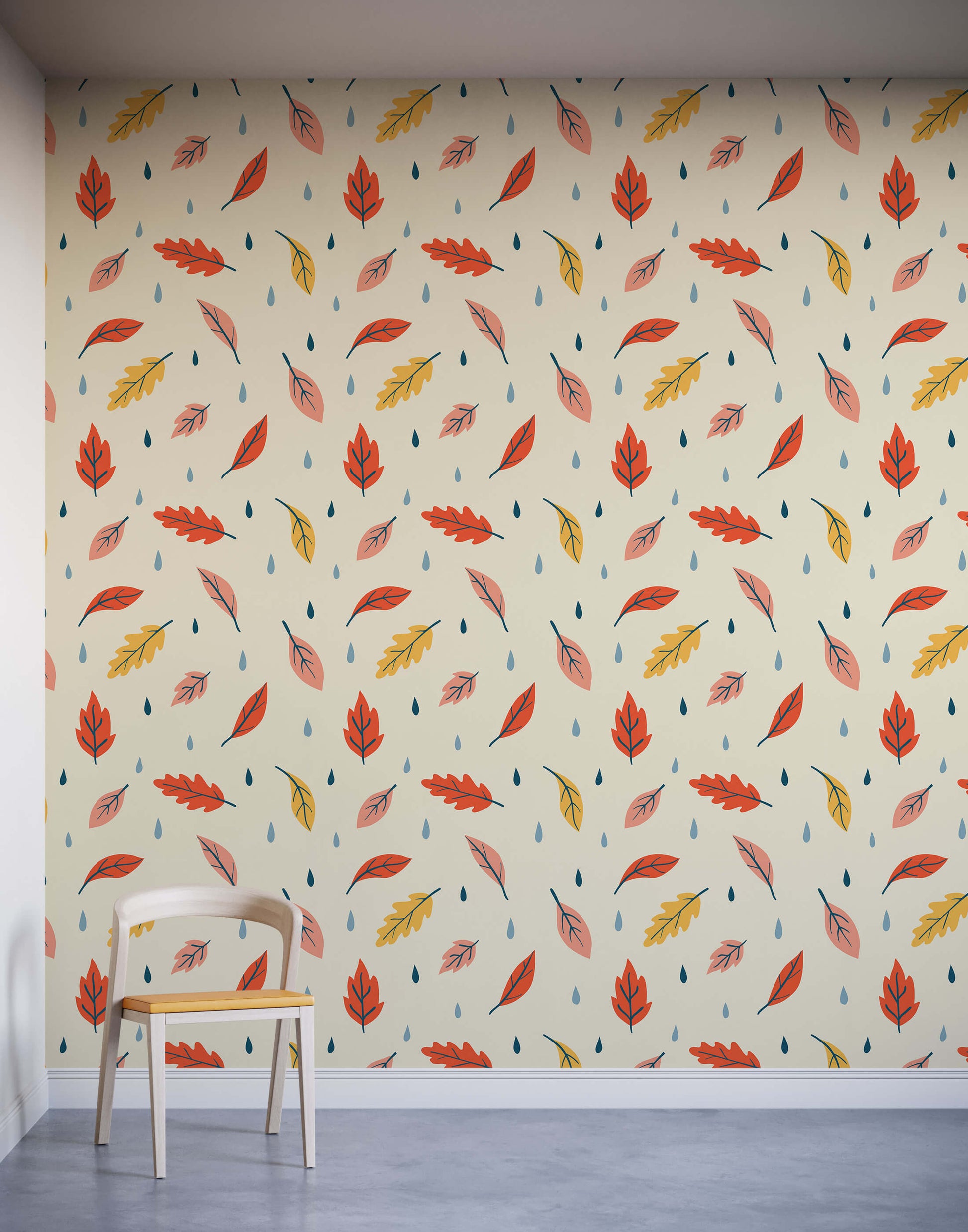 Breeze Illustrated Leaf Pattern Wallpaper for Kids