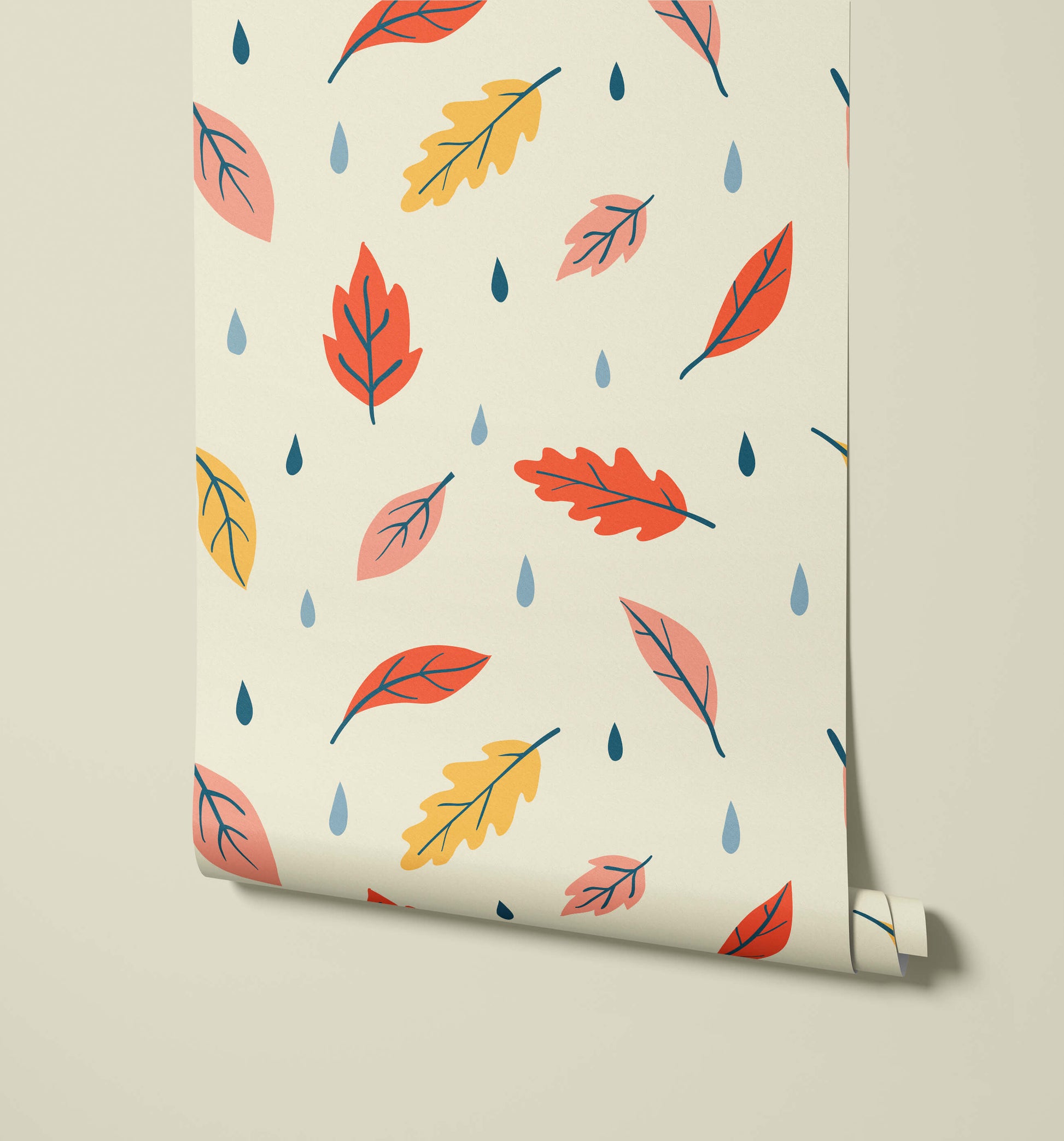 Breeze Illustrated Leaf Pattern Wallpaper for Kids