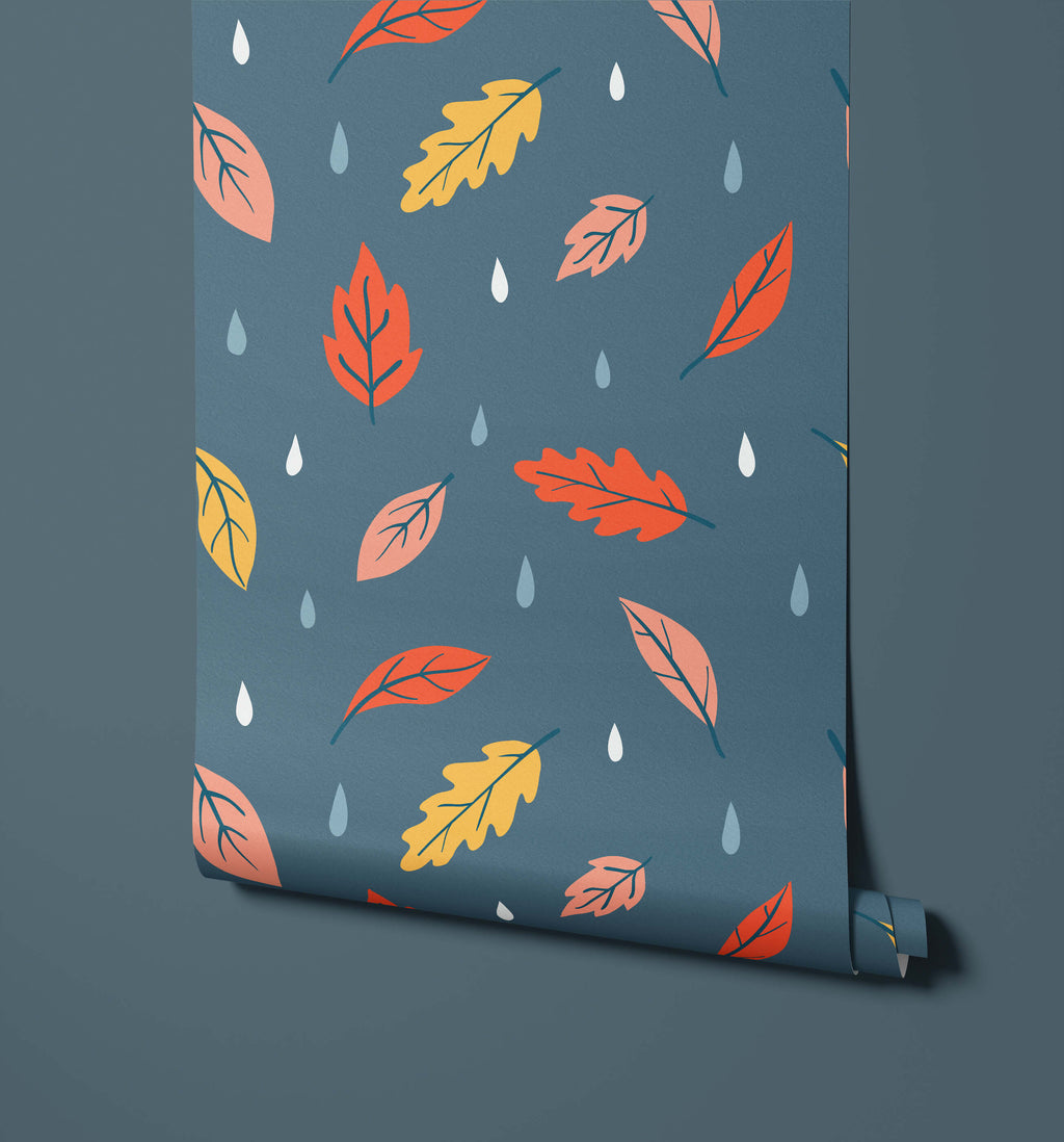Breeze Illustrated Leaf Pattern Wallpaper for Kids
