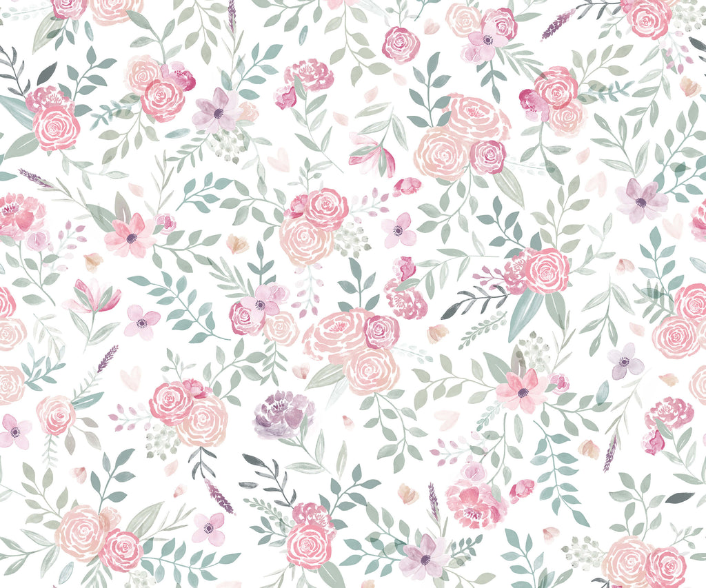 Hand Painted Watercolour Roses Wallpaper