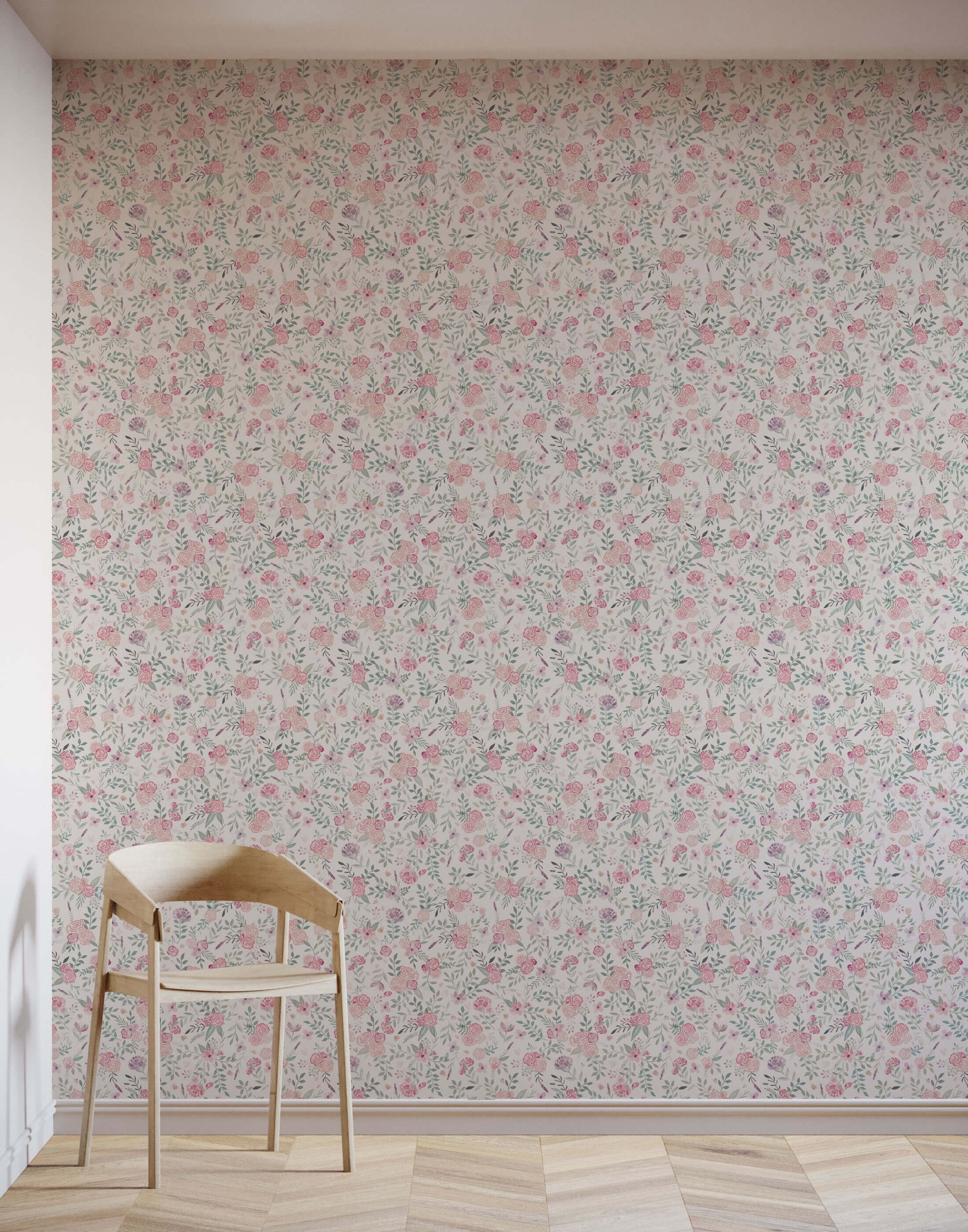Hand Painted Watercolour Roses Wallpaper