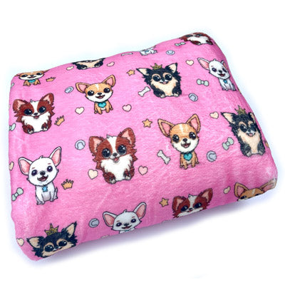 Signature Pink Chihuahua Print Soft Cosy Fleece Blanket