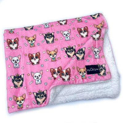 Signature Pink Chihuahua Print Soft Cosy Fleece Blanket