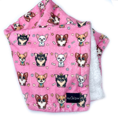Signature Pink Chihuahua Print Soft Cosy Fleece Blanket