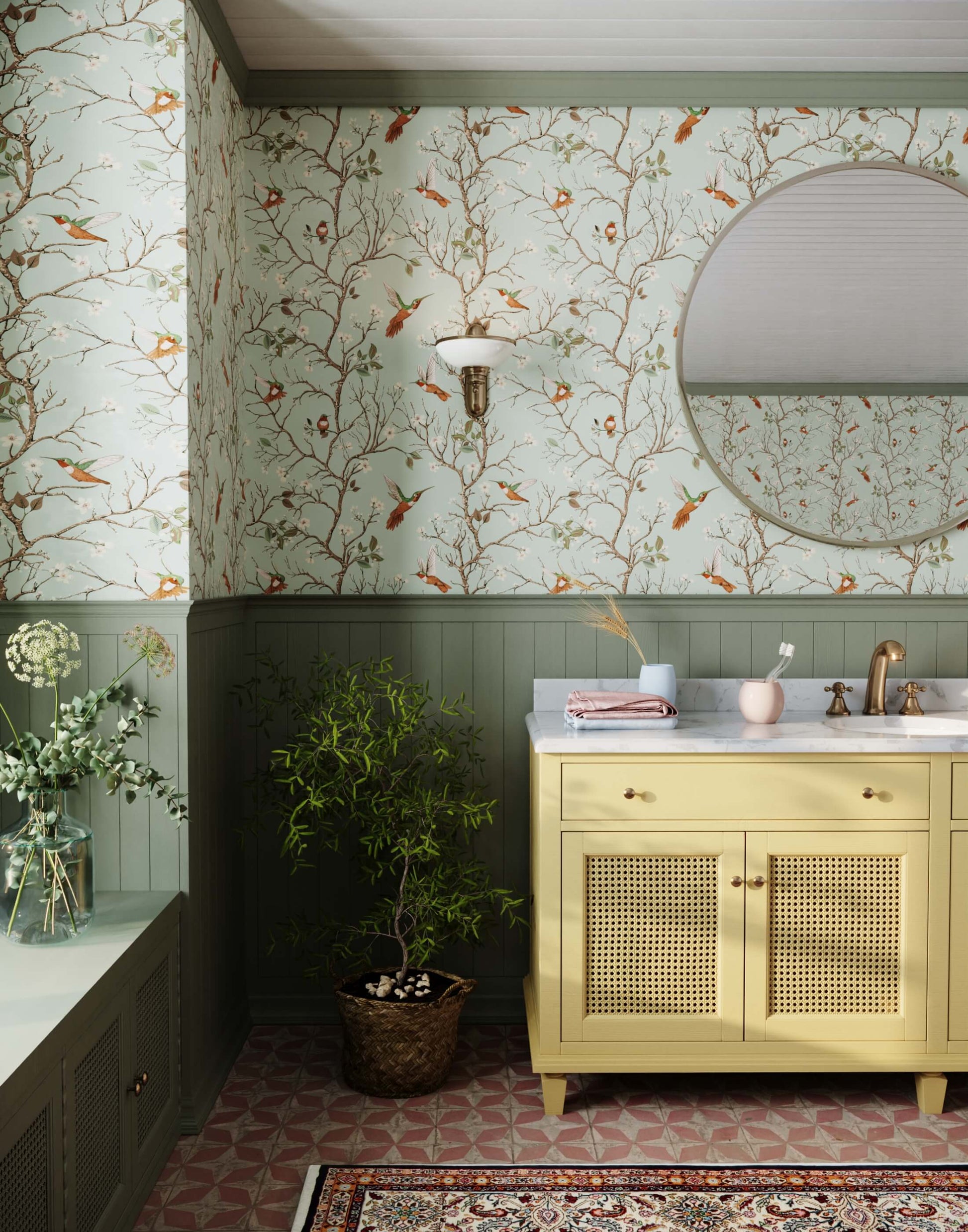 Bronte Bird and Branch Wallpaper