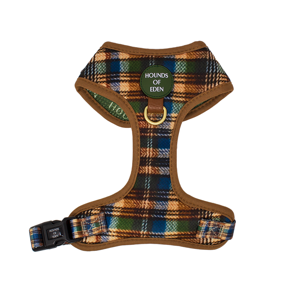 Oak Forest Plaid Dog Harness for Small Breeds