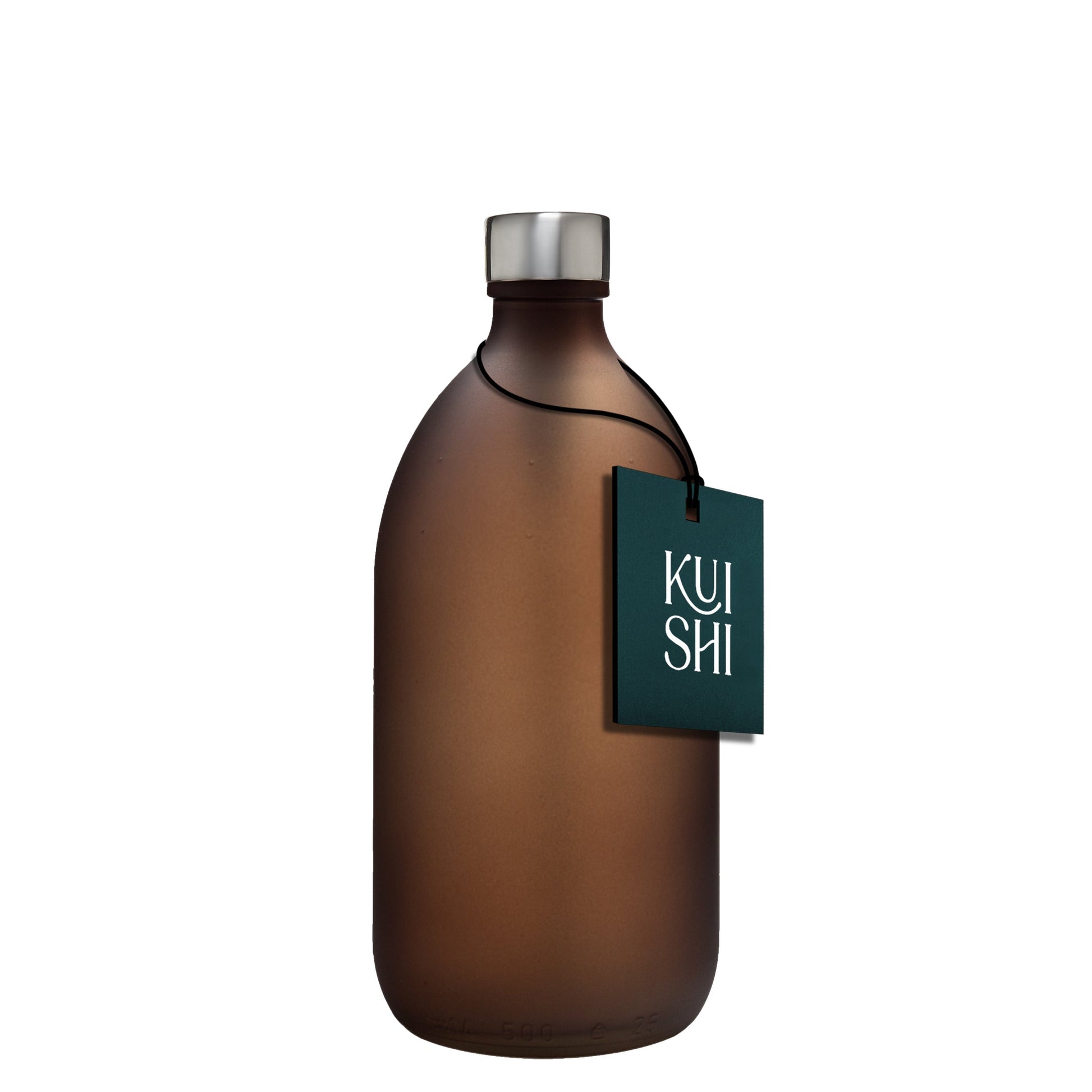 Frosted Amber Bottle with Metal Cap