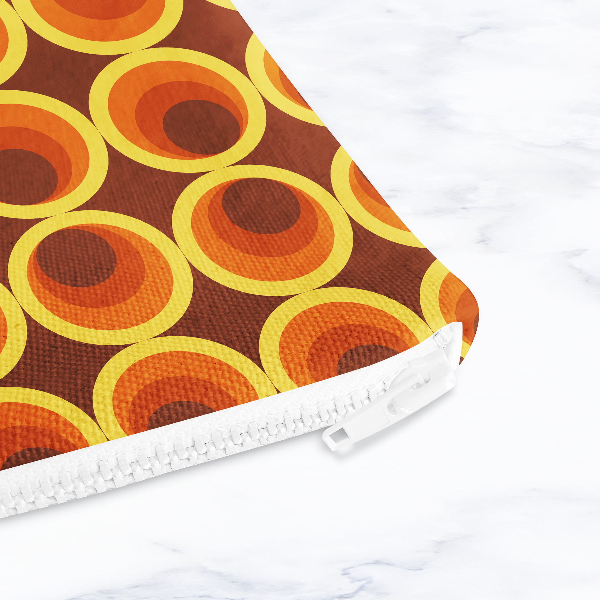 Dark Brown Retro Geometric Makeup Bag