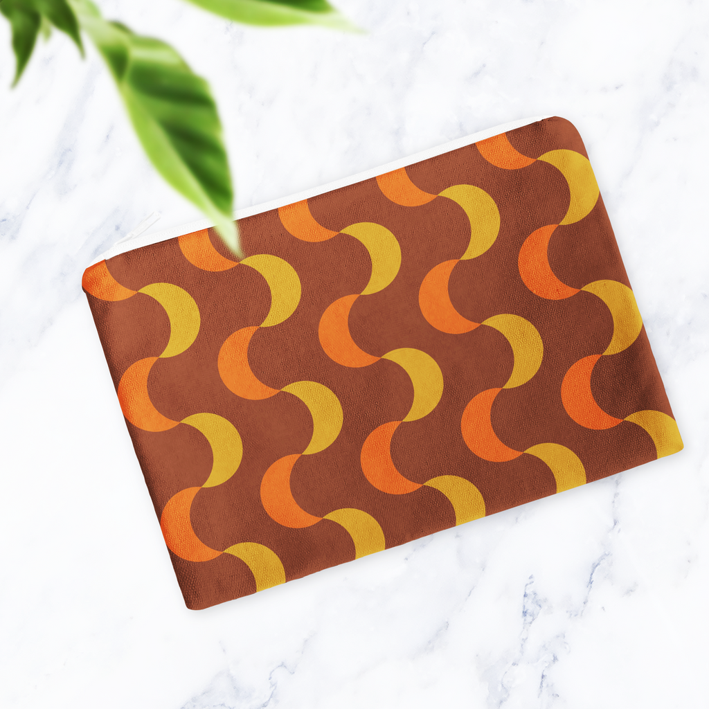 Brown and Orange Retro Makeup Bag