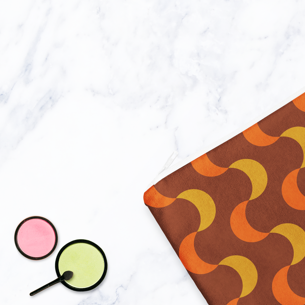 Brown and Orange Retro Makeup Bag