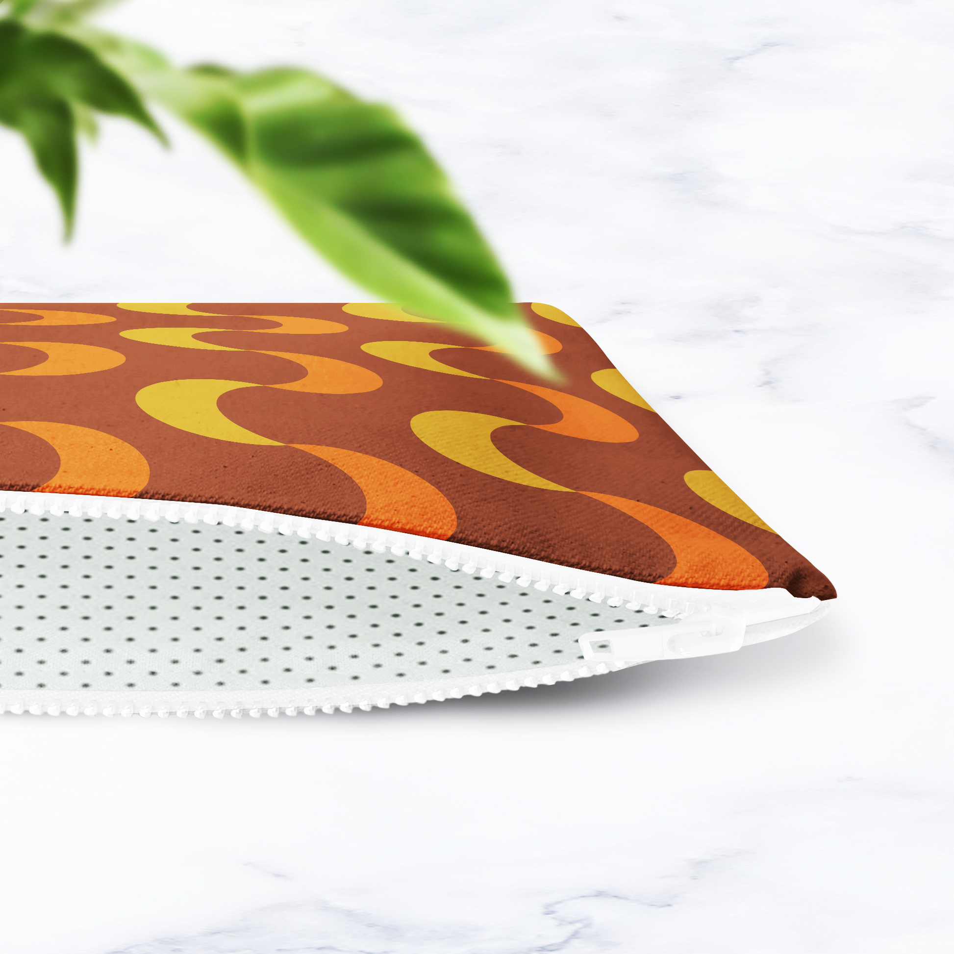 Brown and Orange Retro Makeup Bag