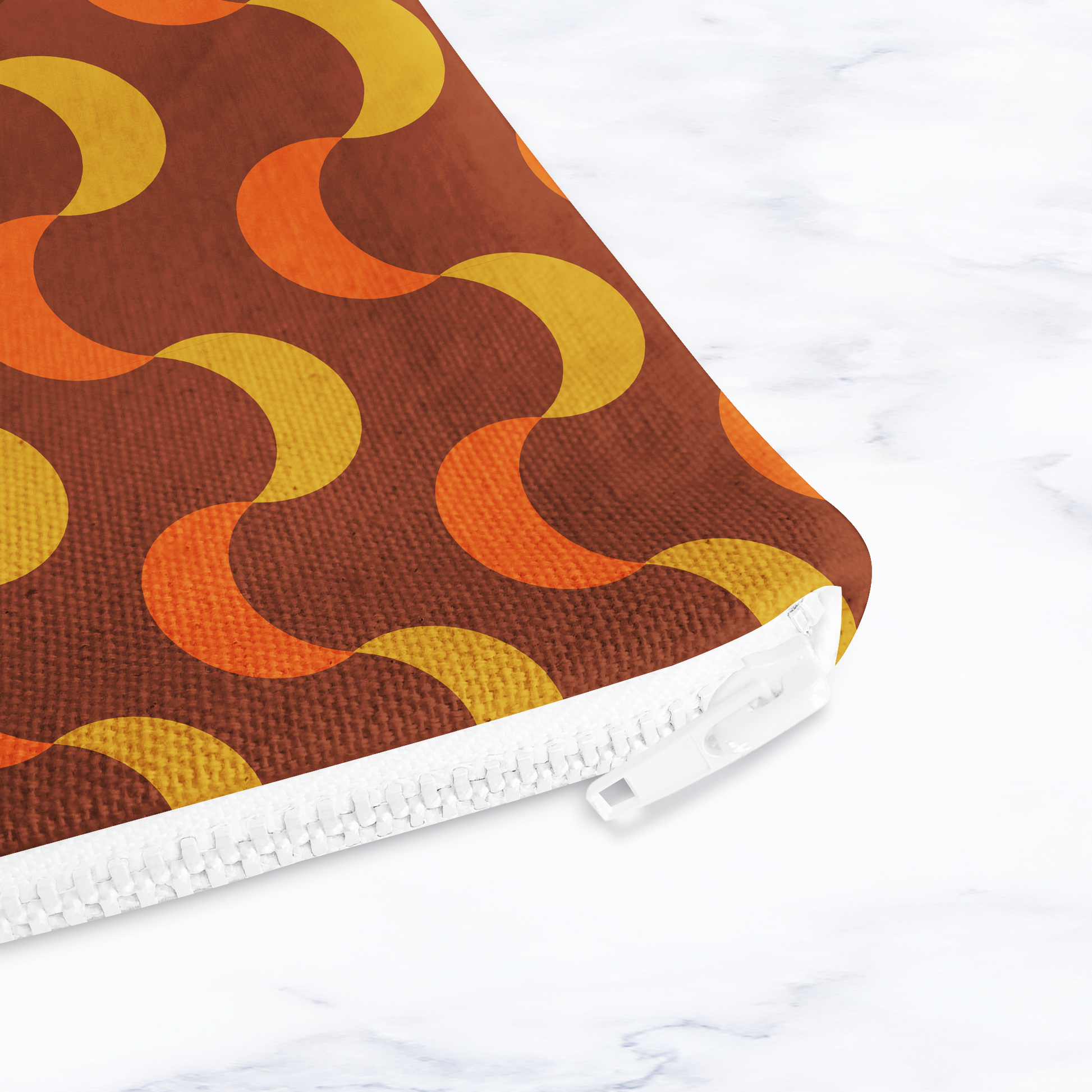 Brown and Orange Retro Makeup Bag