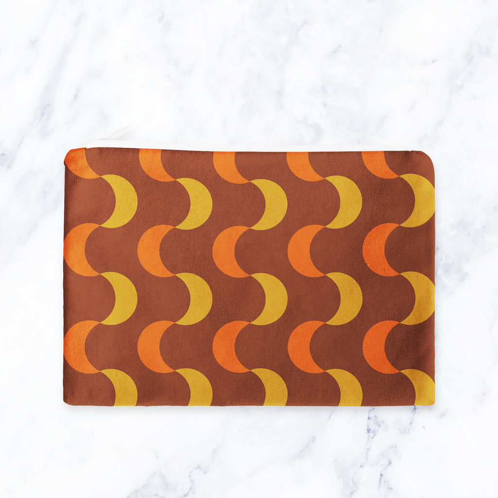 Brown and Orange Retro Makeup Bag