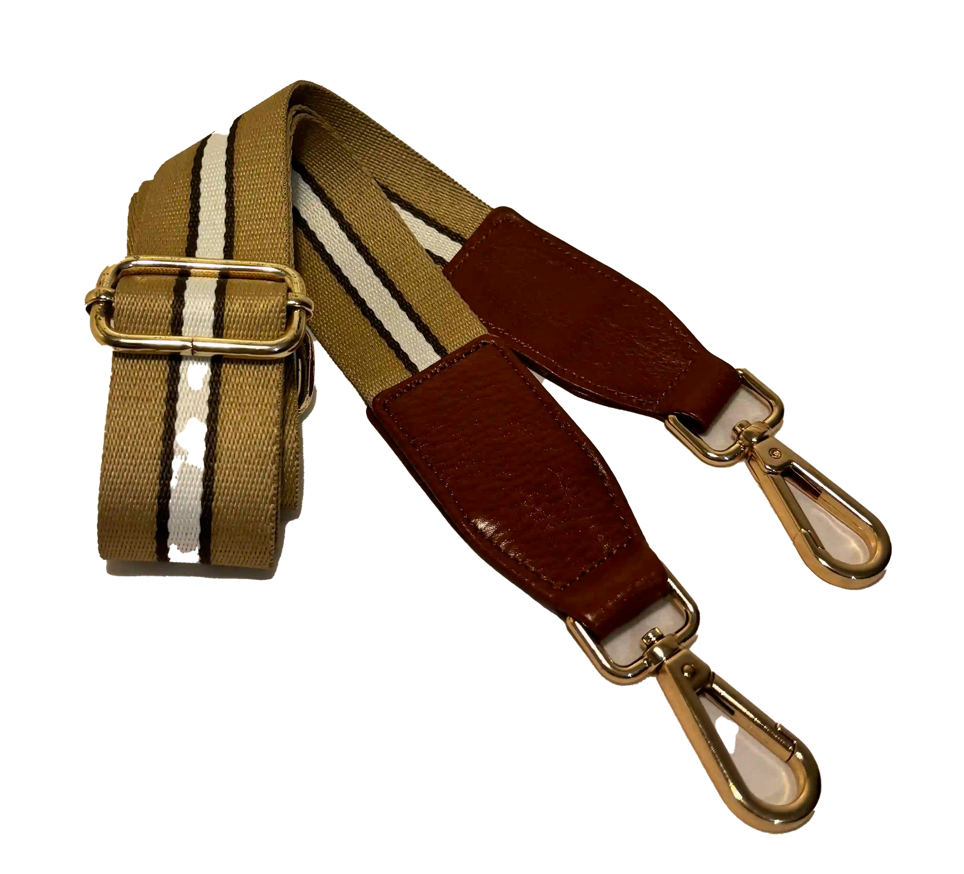 Adjustable Brown Leather Strap with Gold Detail