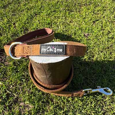 Mocha Suede Effect Dog Lead 15mm with Neoprene Handle