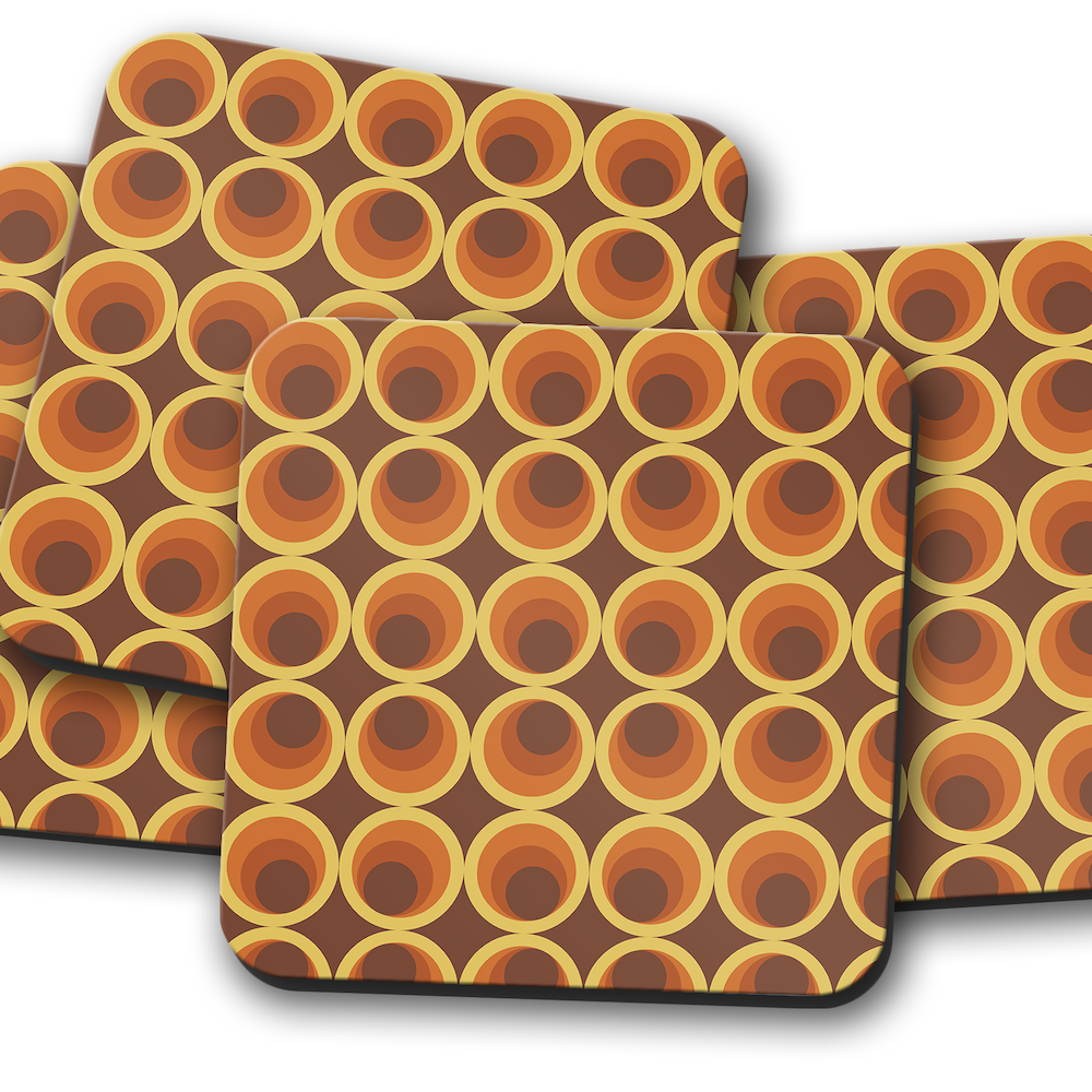 Brown Retro Geometric Placemats Set of 4 or 6