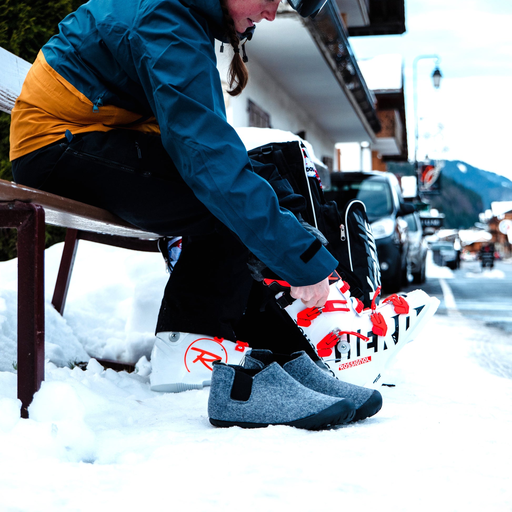 Women's Slipper Boot in Grey and Charcoal