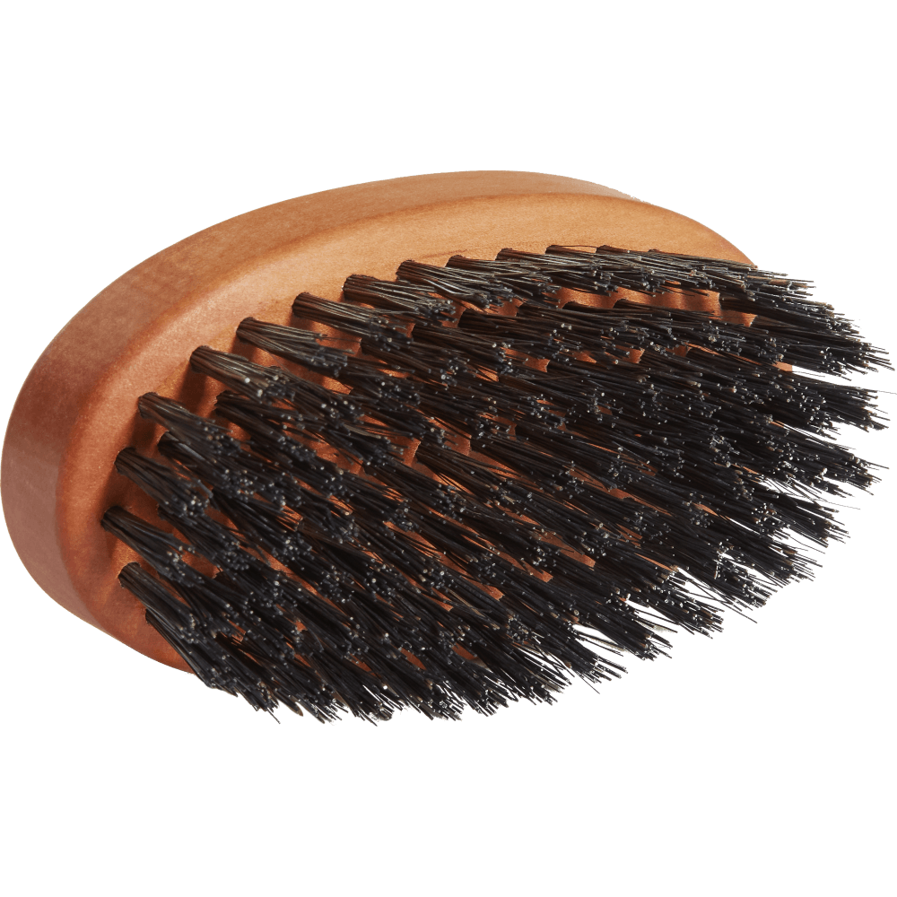 Oval Pear Wood Beard Brush with Natural Bristles