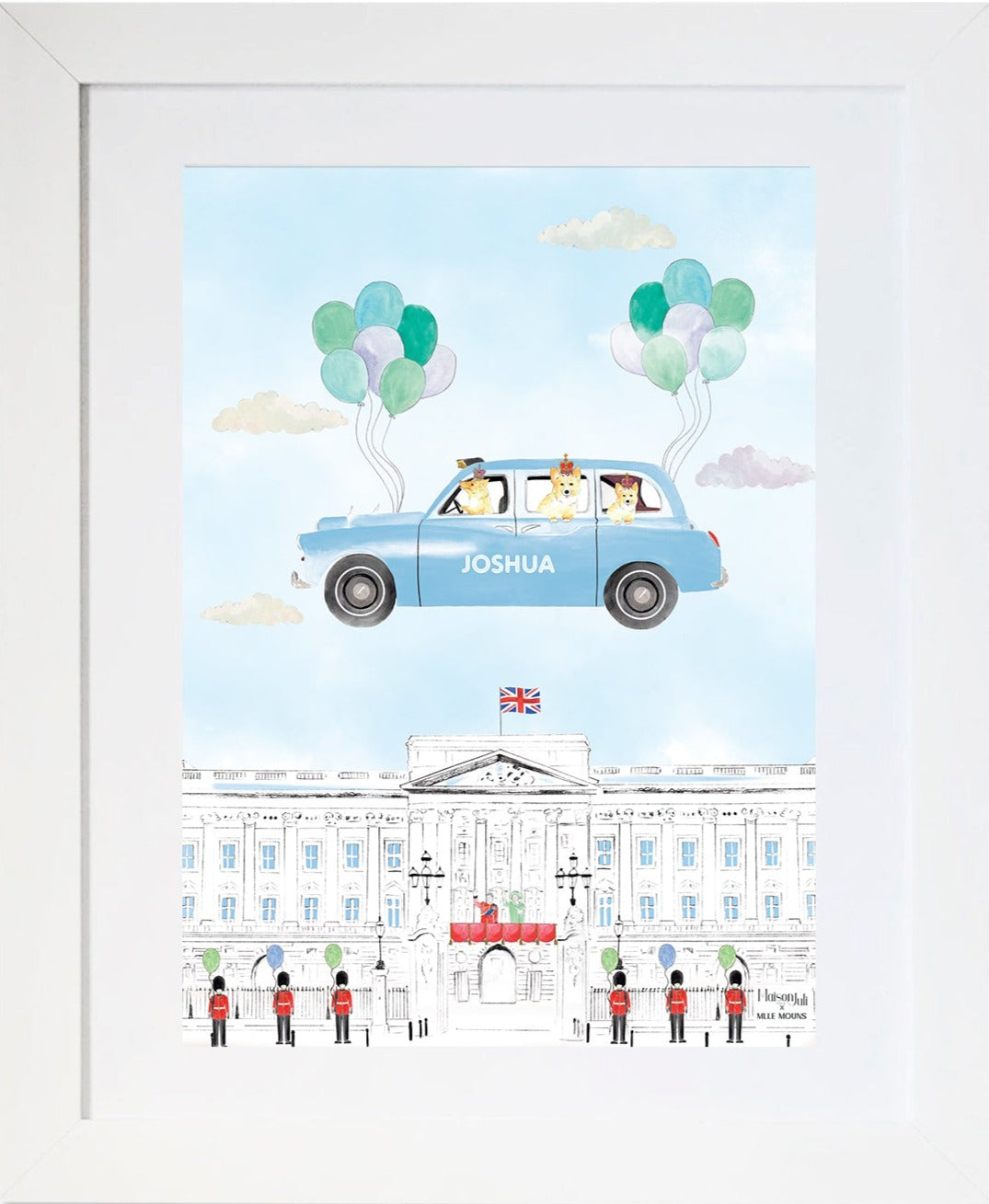 Flying Blue Black Cab of London Framed Print