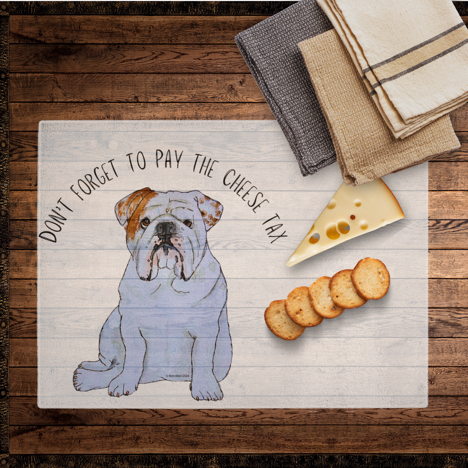 Chopping Board Pay the Cheese Tax Bulldog