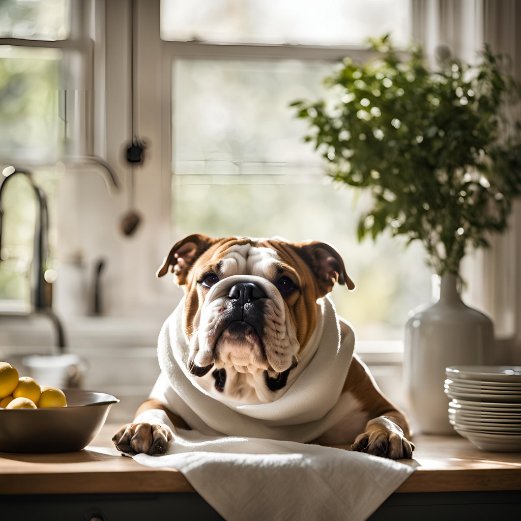 Bulldog Tea Towel with Cheeky Leftovers Slogan