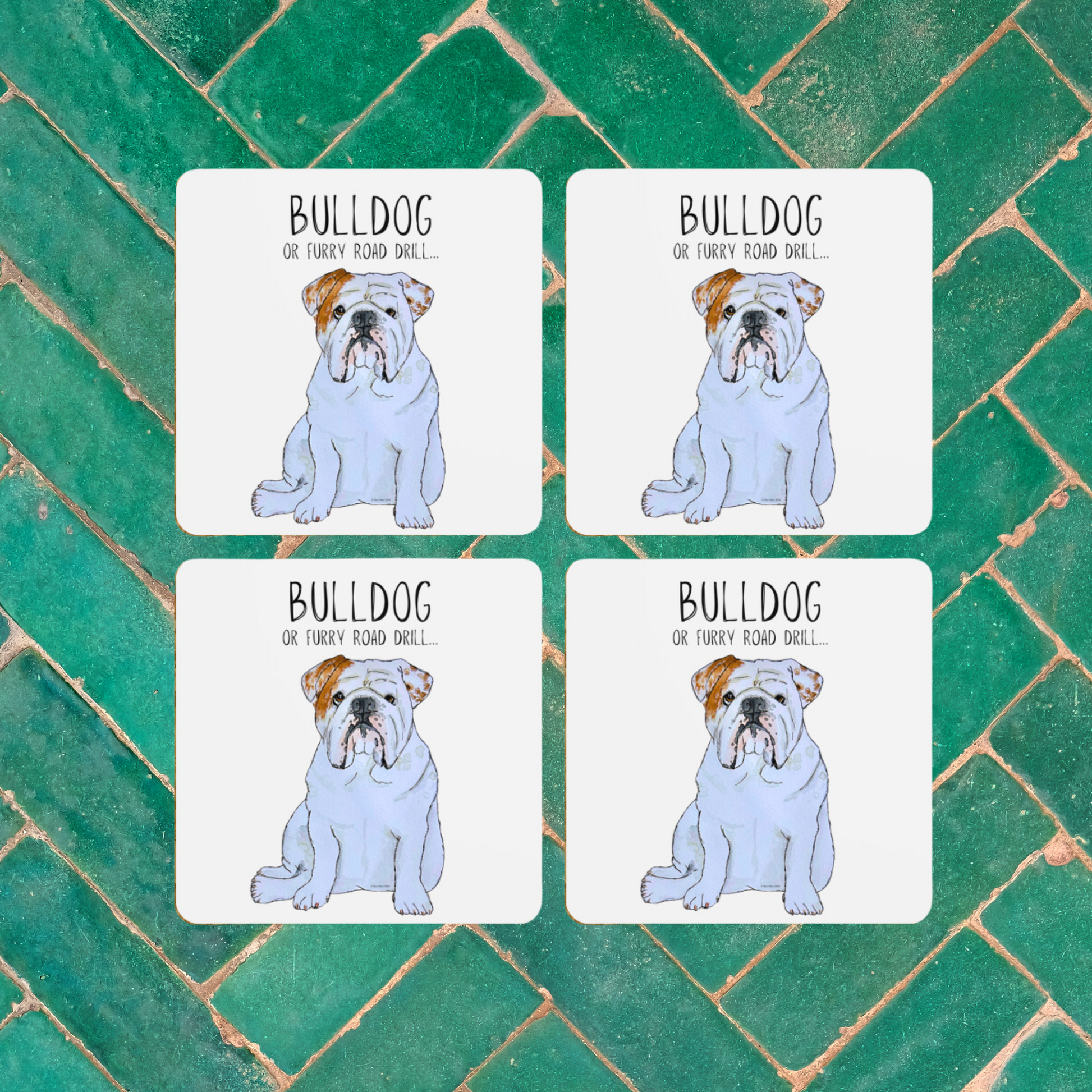 Bulldog Print Coasters Pack of 4