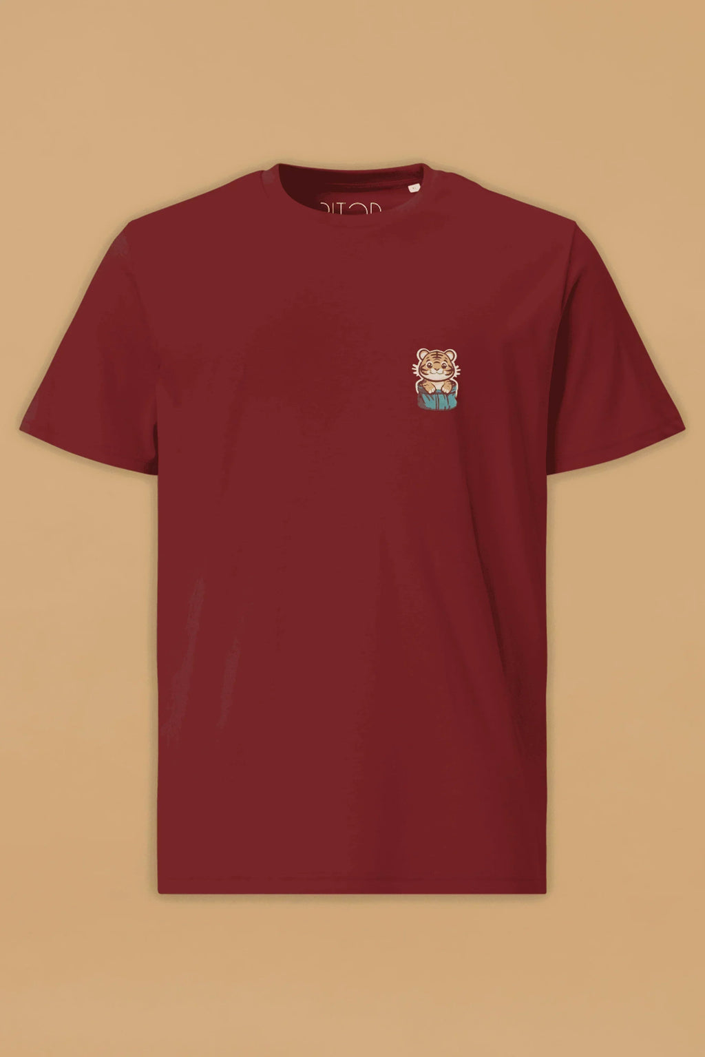 Burgundy Tiger T-Shirt in Organic Cotton