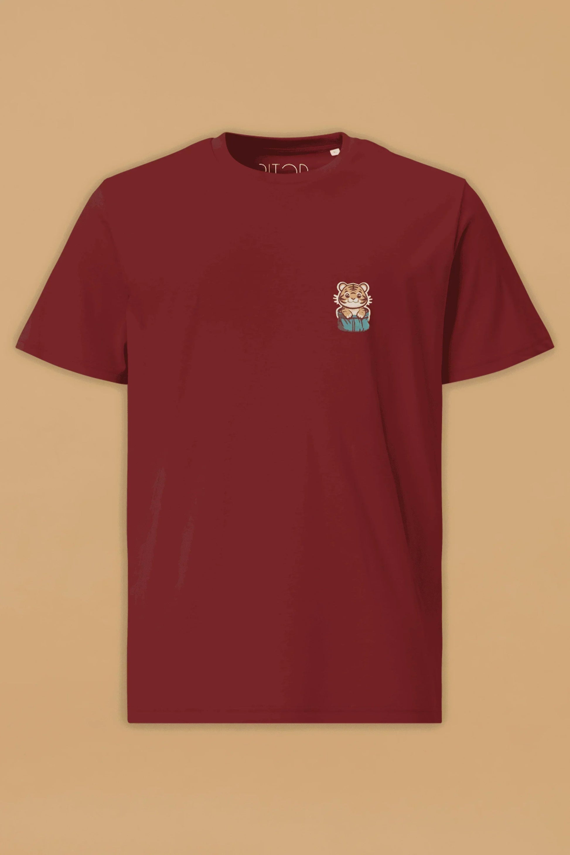 Burgundy Tiger T-Shirt in Organic Cotton