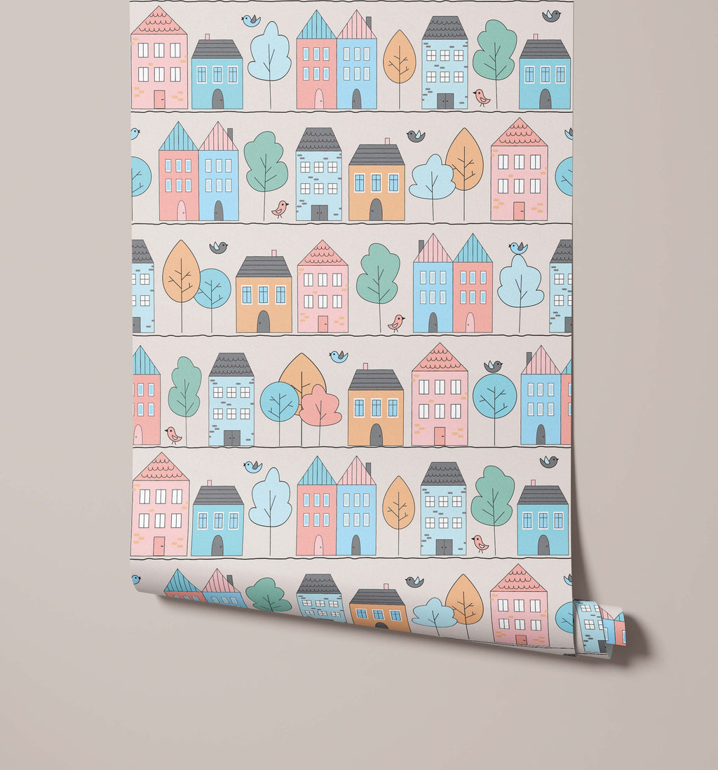 Bustle Toy Town Wallpaper for Children